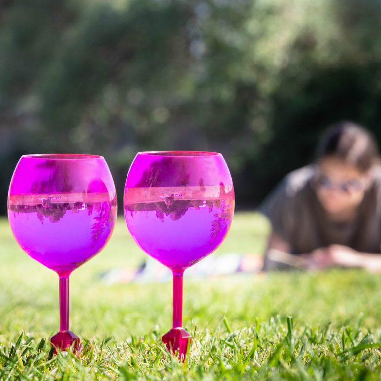 lifestyle example of Ecommerce Product Photography with 2 pink wine glasses in Melbourne